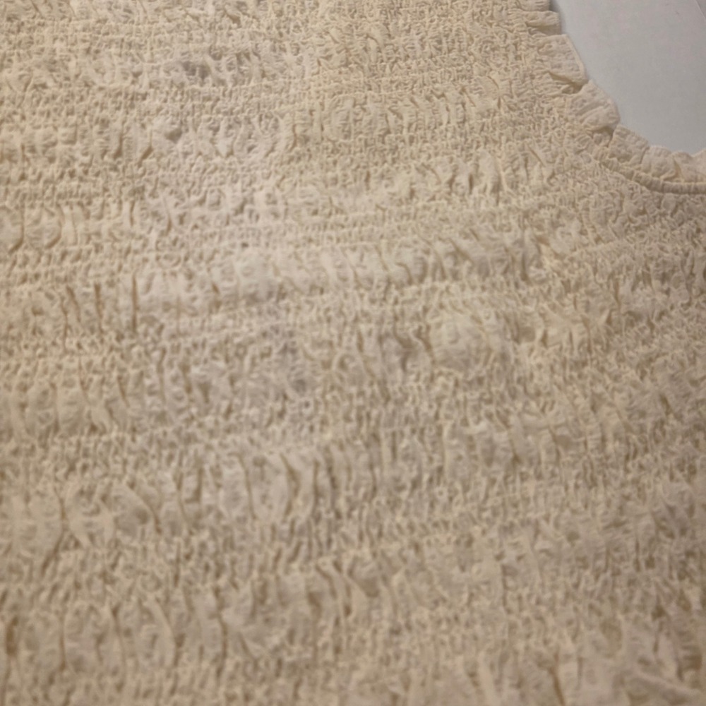 American Eagle Smocked Tie Front‎ Vest Cream Ruffle Trim Boho XL New With Tags - Picture 8 of 13